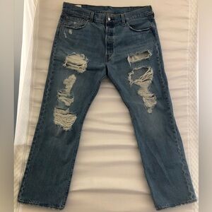 Levi's 501 Blue Distressed Jeans